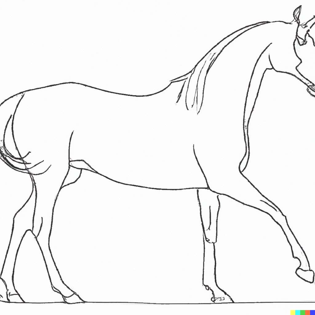 a horse, drawing, schematic